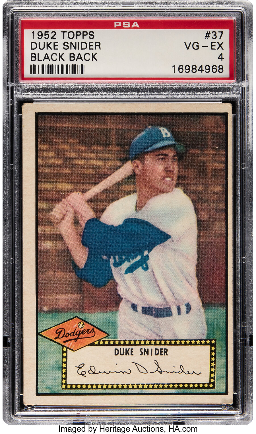 1952 Topps Duke Snider (Black Back) #37 PSA VG-EX 4