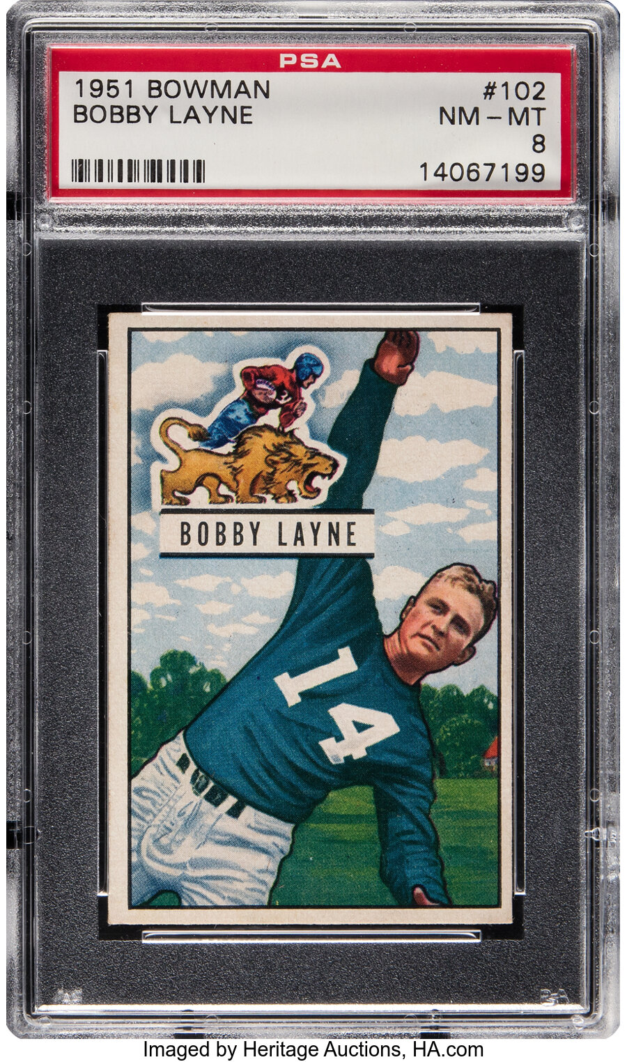 1951 Bowman Bobby Layne #102 PSA NM-MT 8