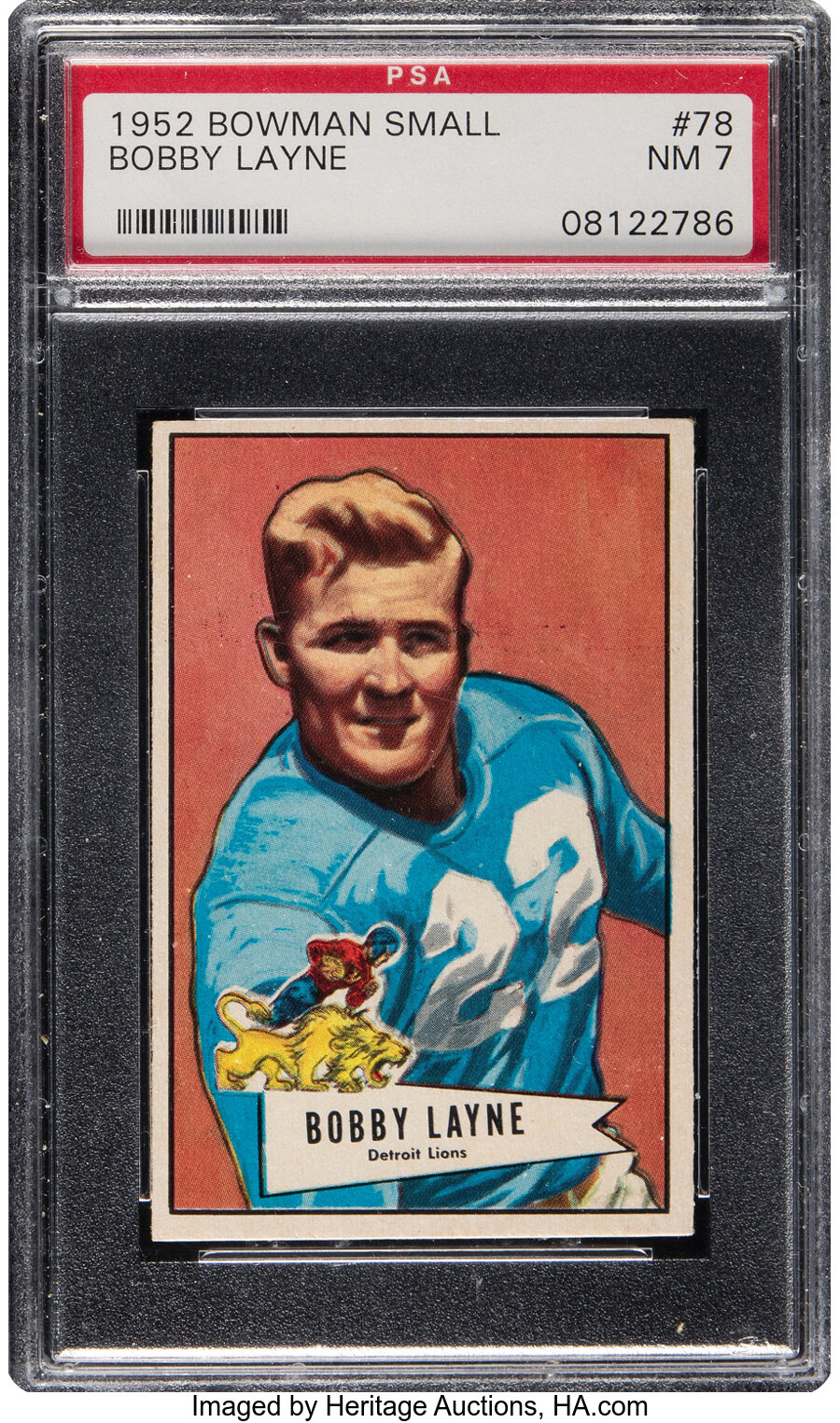 1952 Bowman Small Bobby Layne #78 PSA NM 7