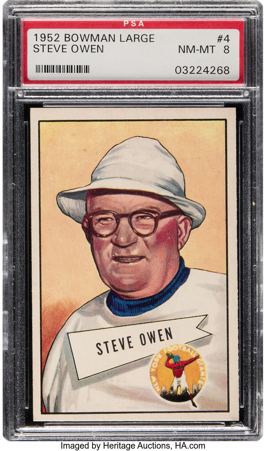 1952 Bowman Large Steve Owen #4 PSA NM-MT 8