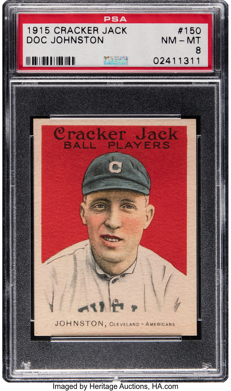 1915 Cracker Jack Doc Johnston #150 PSA NM-MT 8