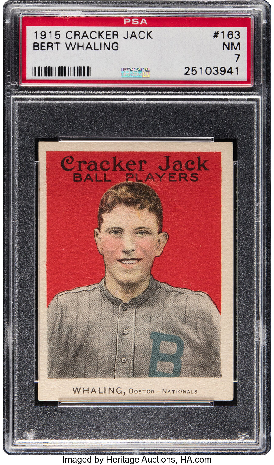 1915 Cracker Jack Bert Whaling #163 PSA NM 7