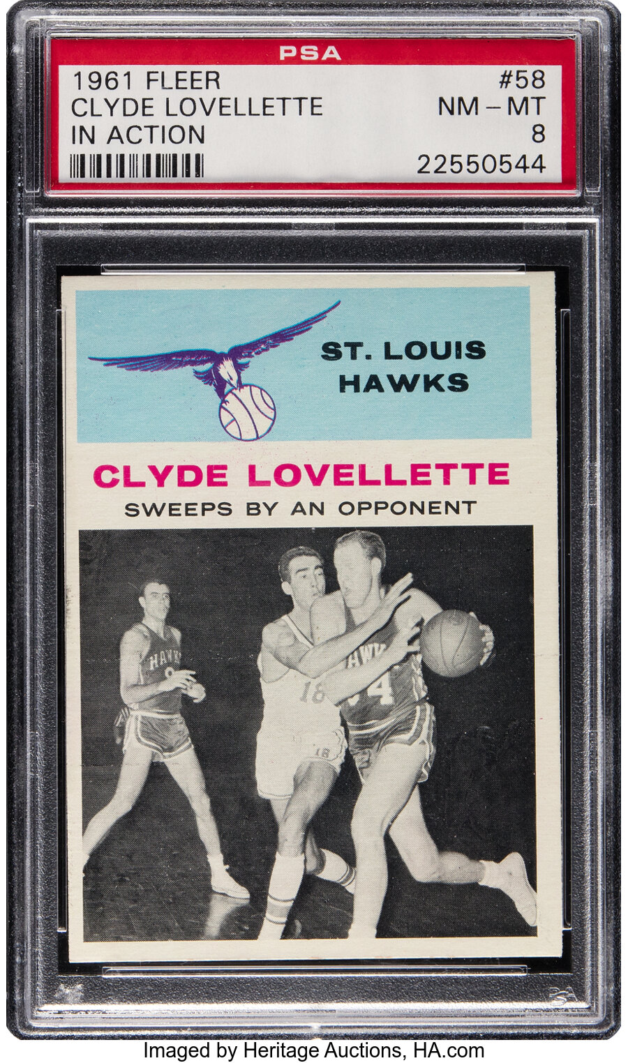 1961 Fleer Clyde Lovellette (In Action) #58 PSA NM-MT 8