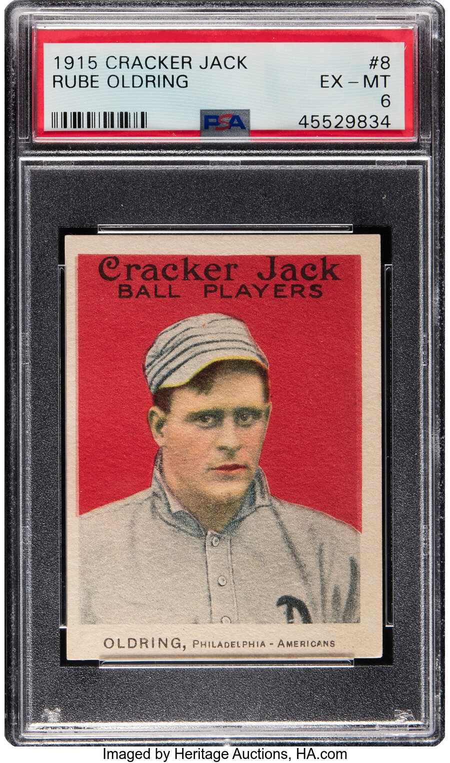 1915 Cracker Jack Rube Oldring #8 PSA EX-MT 6