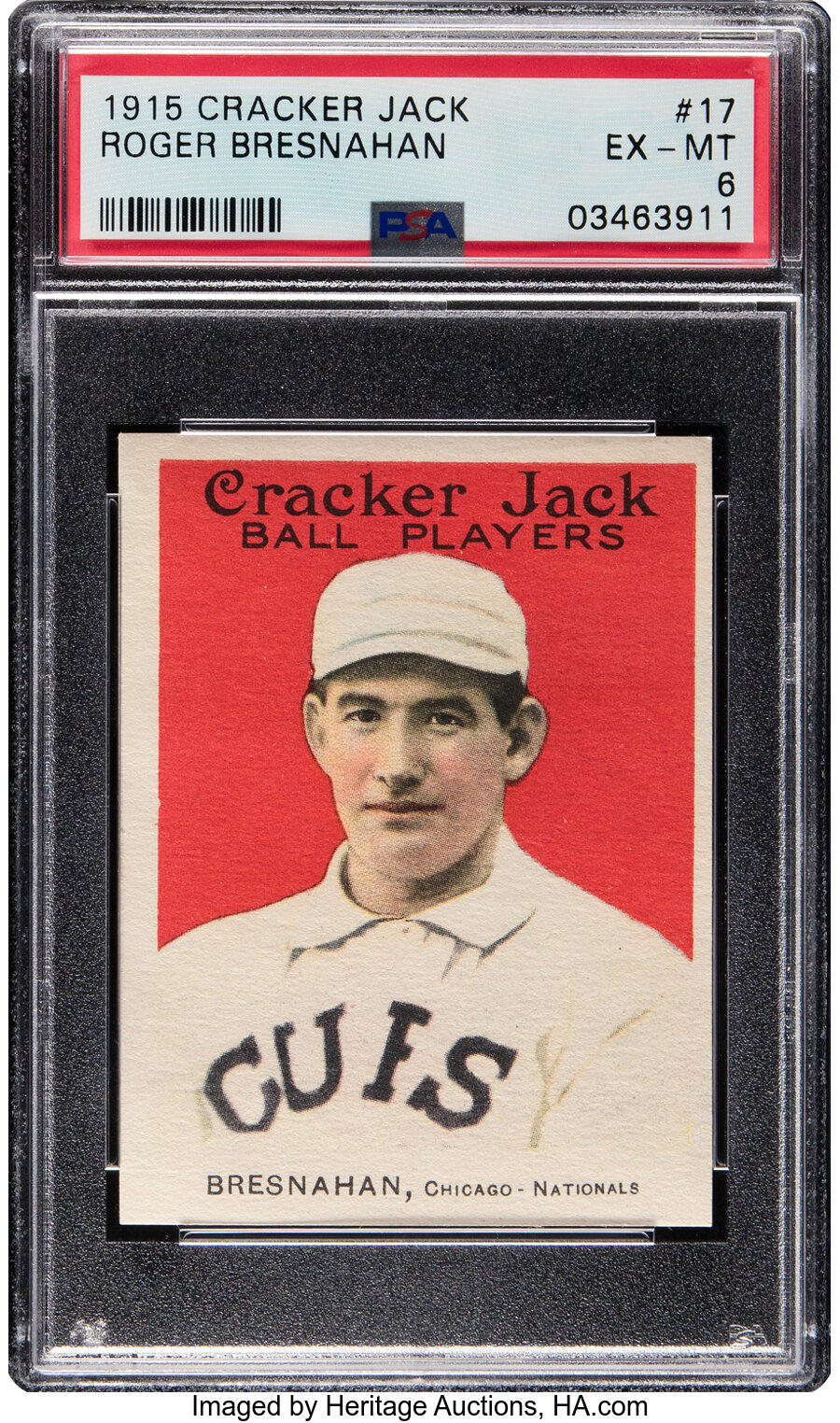 1915 Cracker Jack Roger Bresnahan #17 PSA EX-MT 6 - Pop Five!