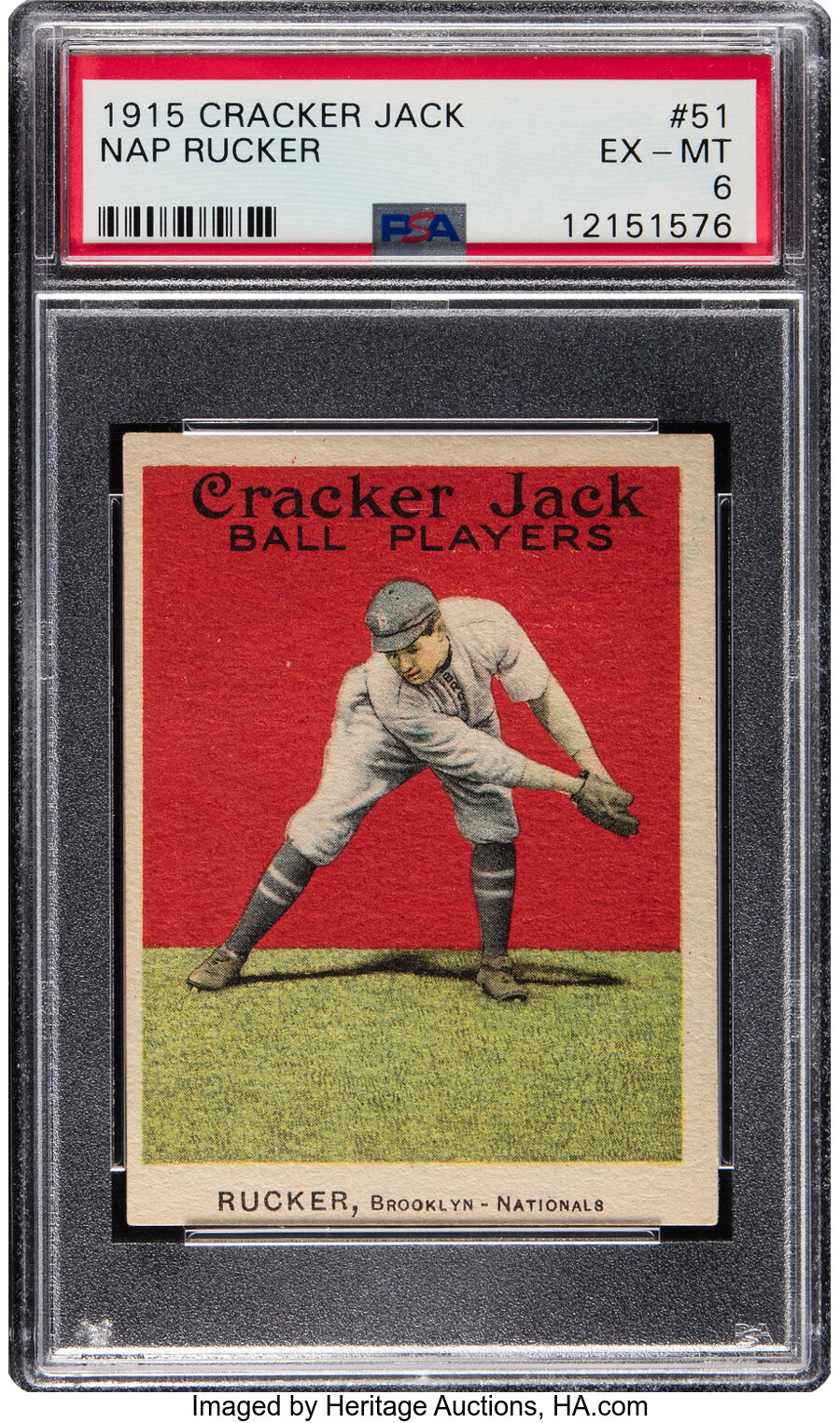 1915 Cracker Jack Nap Rucker #51 PSA EX-MT 6