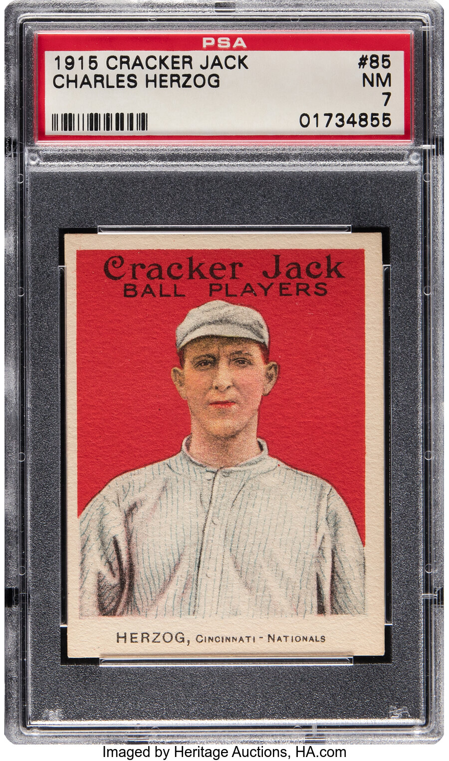 1915 Cracker Jack Charles Herzog #85 PSA NM 7