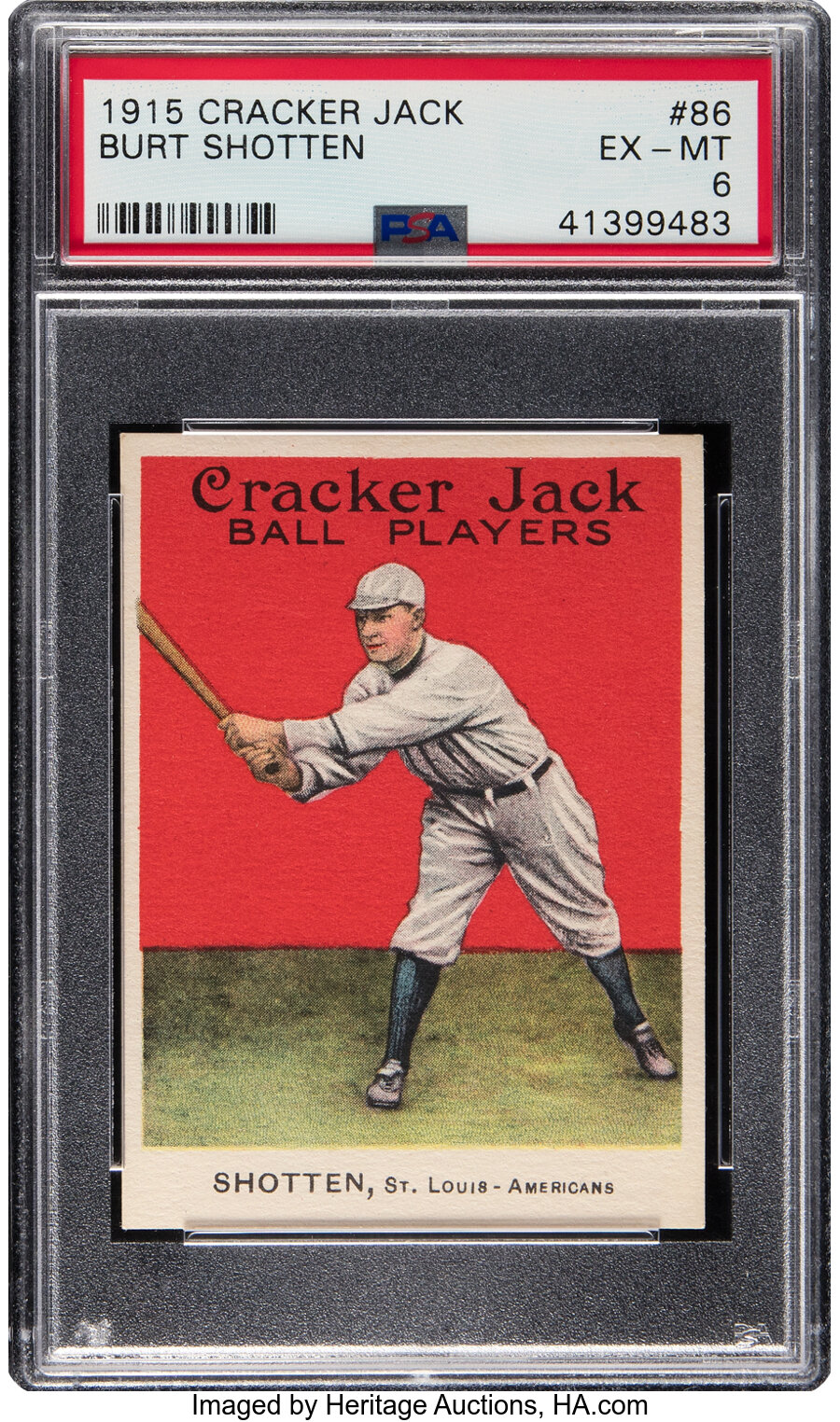 1915 Cracker Jack Burt Shotten #86 PSA EX-MT 6