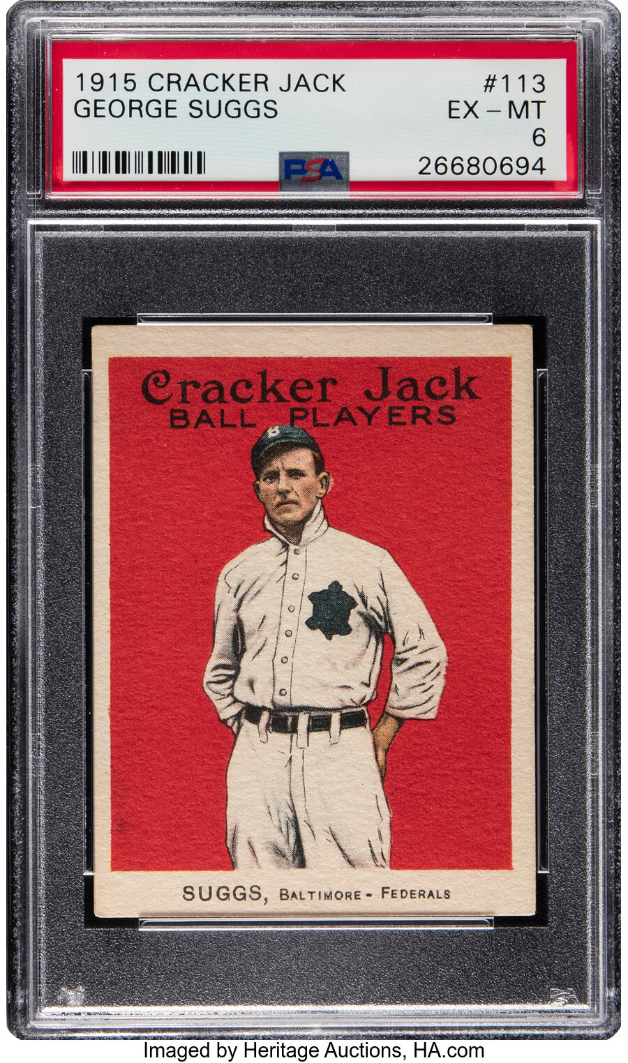 1915 Cracker Jack George Suggs #113 PSA EX-MT 6