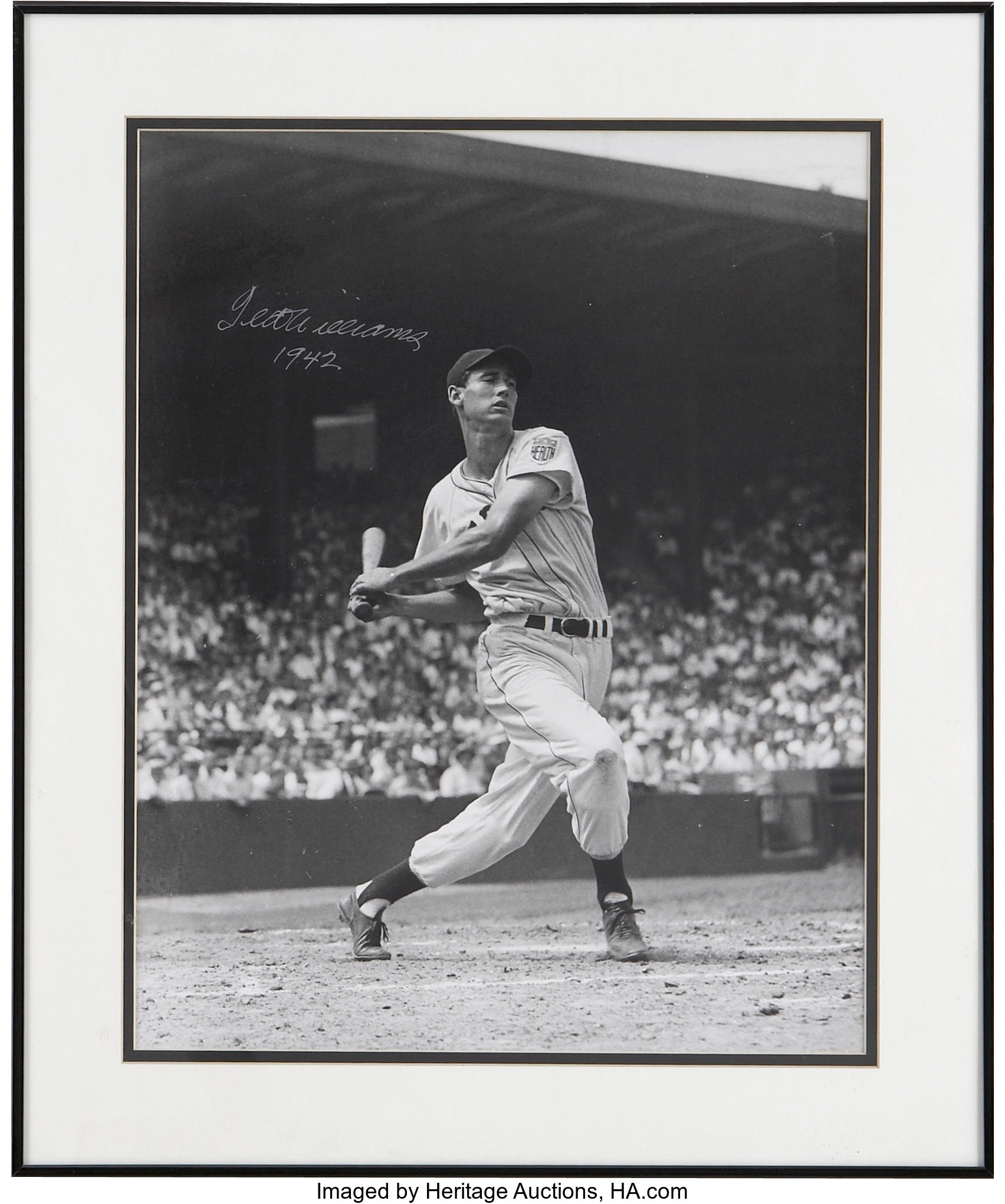 Ted Williams 1942 Signed Oversized Photograph. Baseball