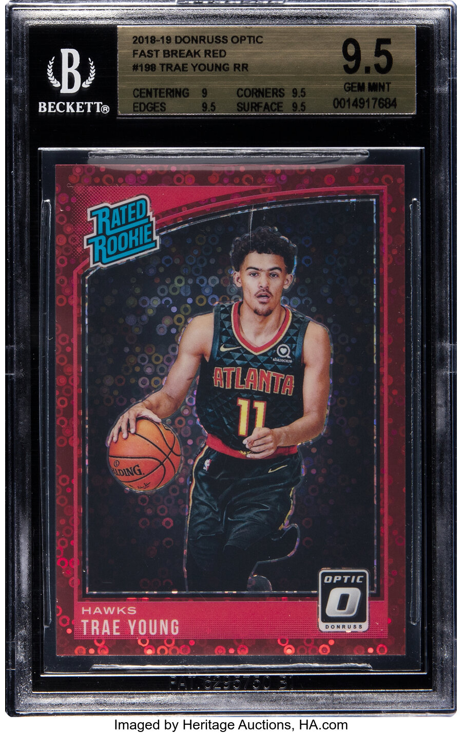 2018 Panini Donruss Optic Trae Young (Fast Break - Red) #198 BGS Gem Mint 9.5 - Serial #'d 33/85