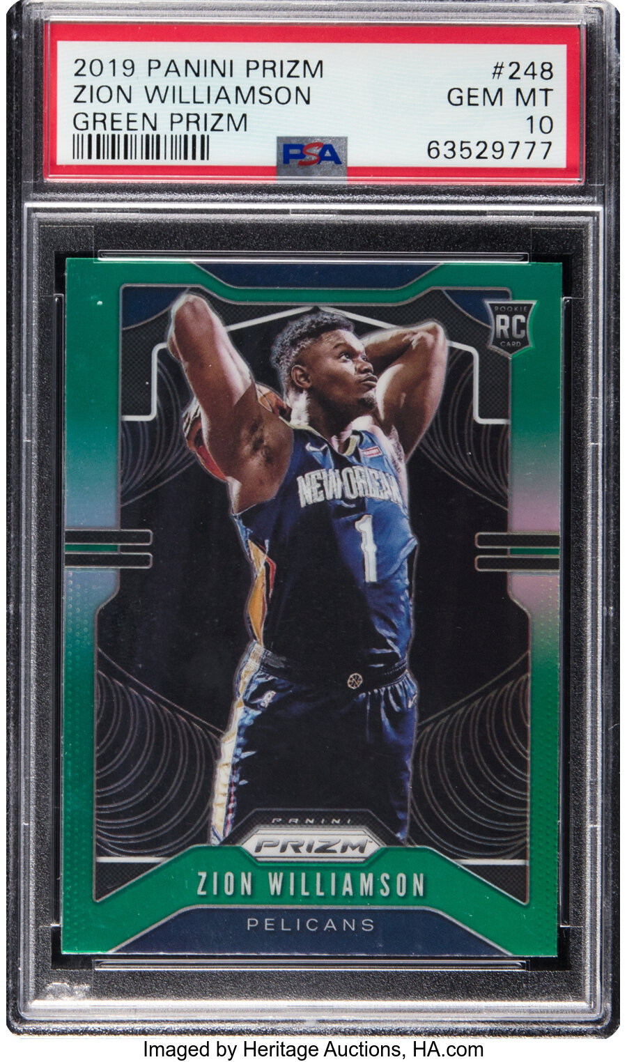 2019 Panini Prizm Zion Williamson (Green Prizm) #248 PSA Gem Mint 10