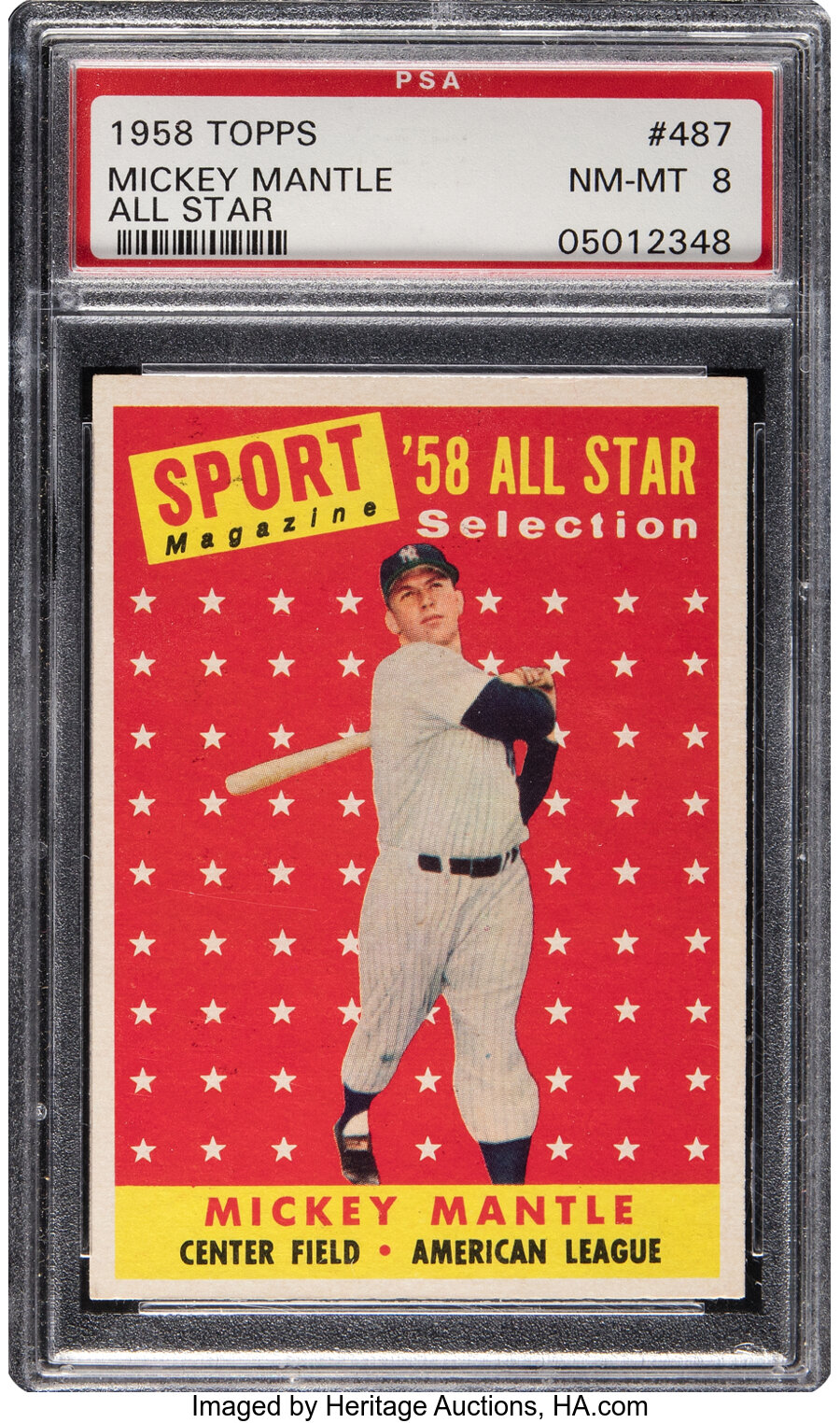 1958 Topps Mickey Mantle (All Star) #487 PSA NM-MT 8