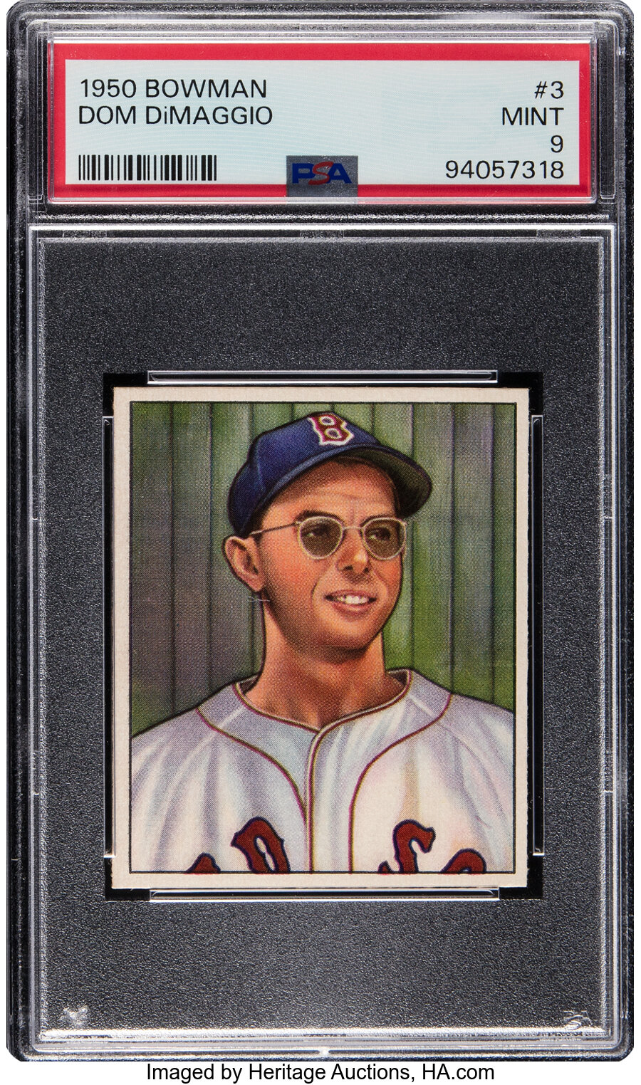 1950 Bowman Dom DiMaggio #3 PSA Mint 9 - Pop Two, None Higher!