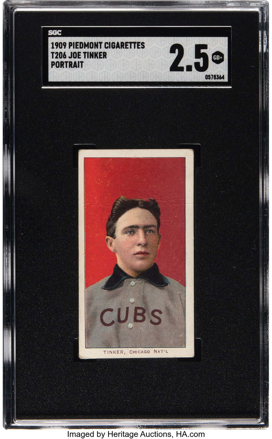 1909-11 T206 Piedmont 150 Joe Tinker (Portrait) SGC Good+ 2.5