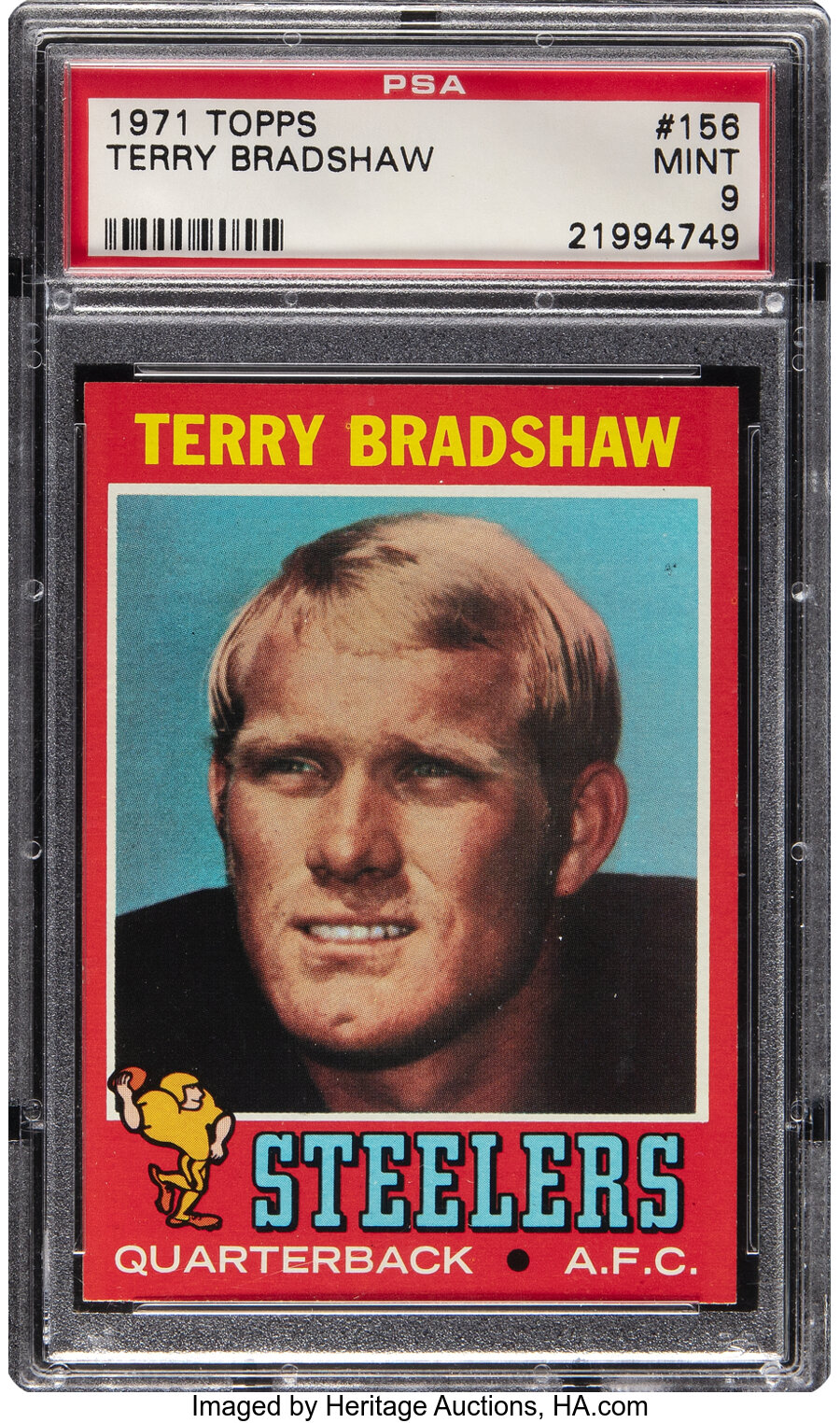 1971 Topps Terry Bradshaw Rookie #156 PSA Mint 9 - Three Higher!