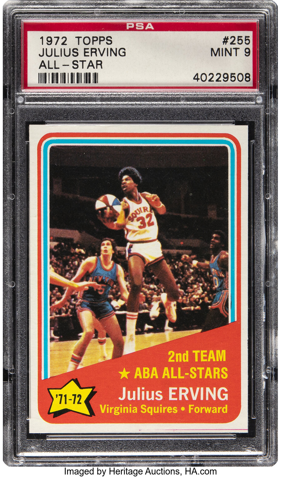 1972 Topps Julius Erving (All-Star) Rookie #255 PSA Mint 9