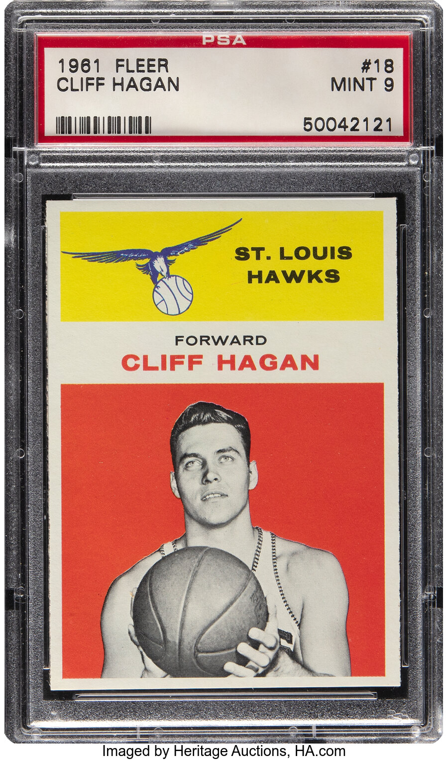 1961 Fleer Cliff Hagan #18 PSA Mint 9 - Only One Higher!