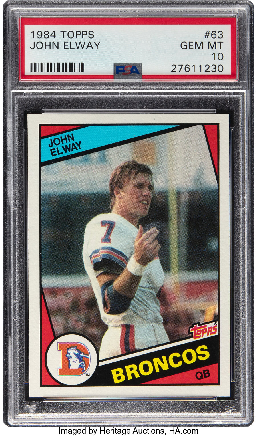 1984 Topps John Elway Rookie #63 PSA Gem Mint 10