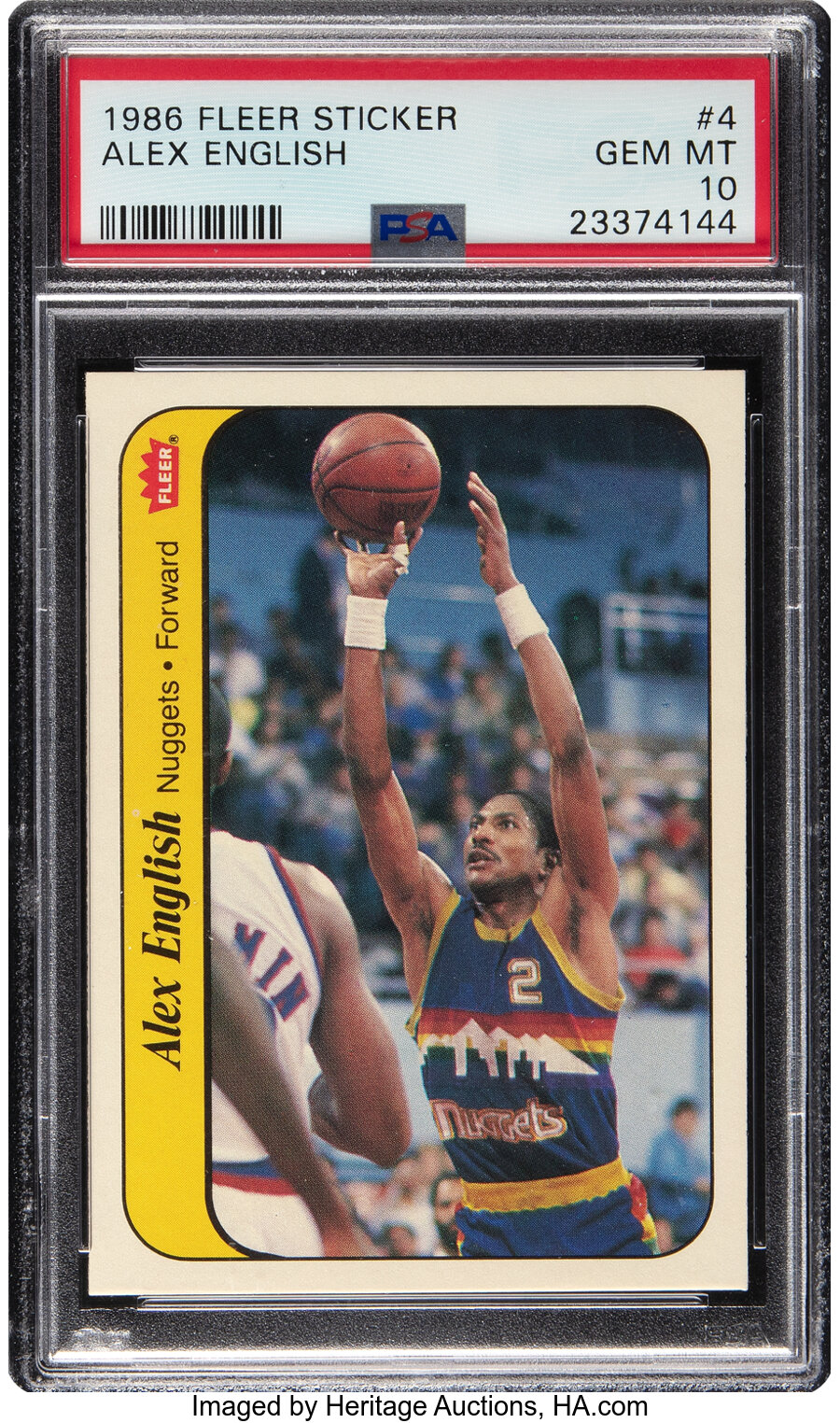 1986 Fleer Sticker Alex English #4 PSA Gem Mint 10