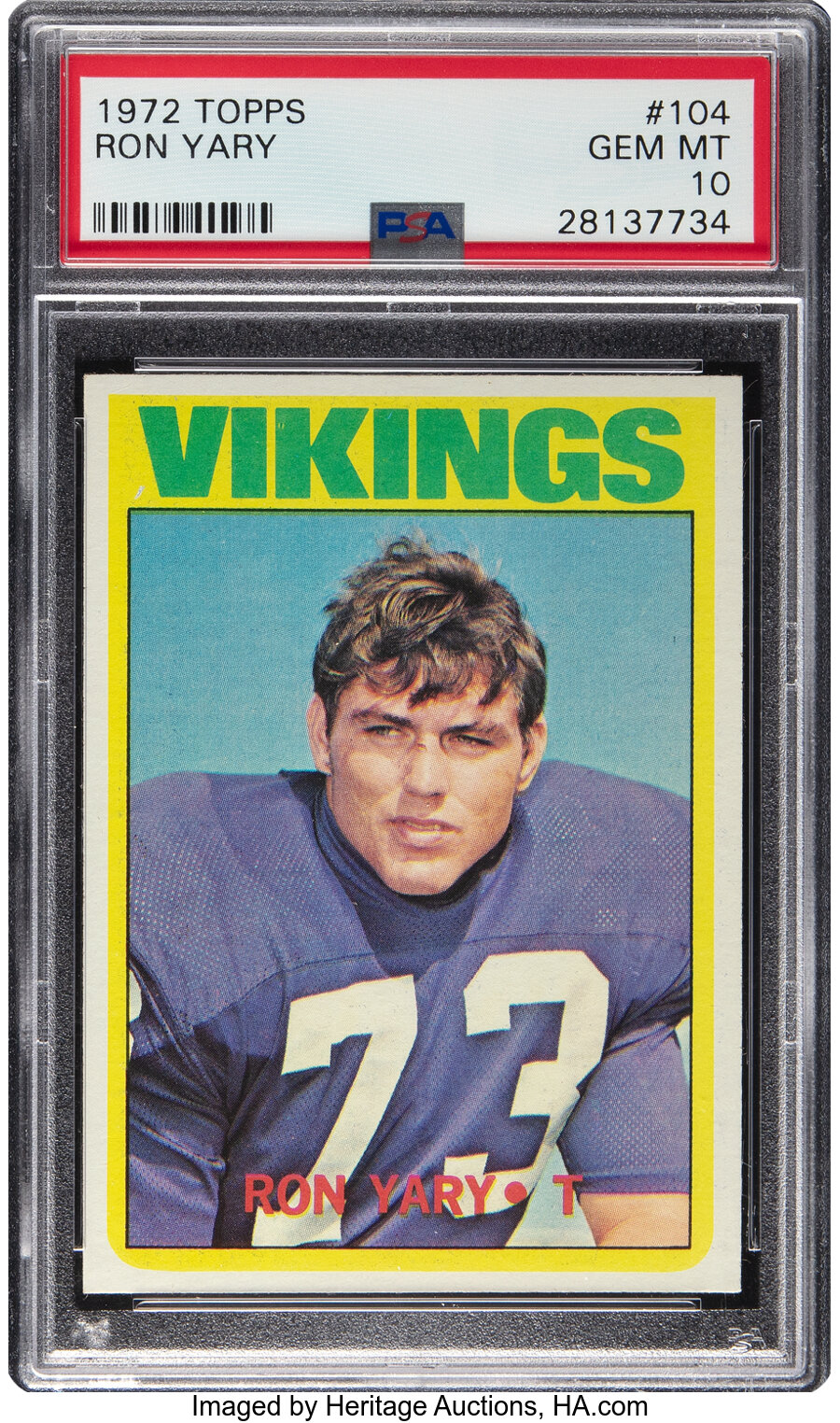 1972 Topps Ron Yary Rookie #104 PSA Gem Mint 10