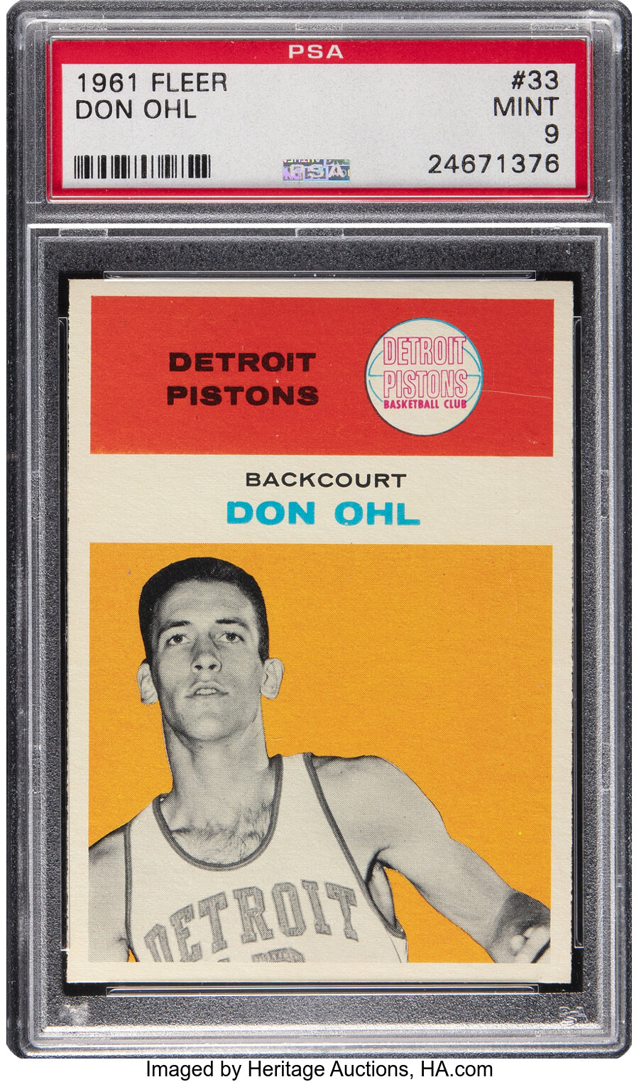 1961 Fleer Don Ohl Rookie #33 PSA Mint 9 - Two Higher!