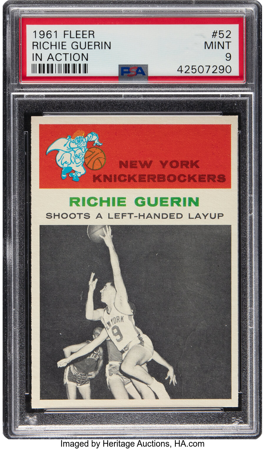 1961 Fleer Richie Guerin (In Action) Rookie #52 PSA Mint 9 - Only One Higher!