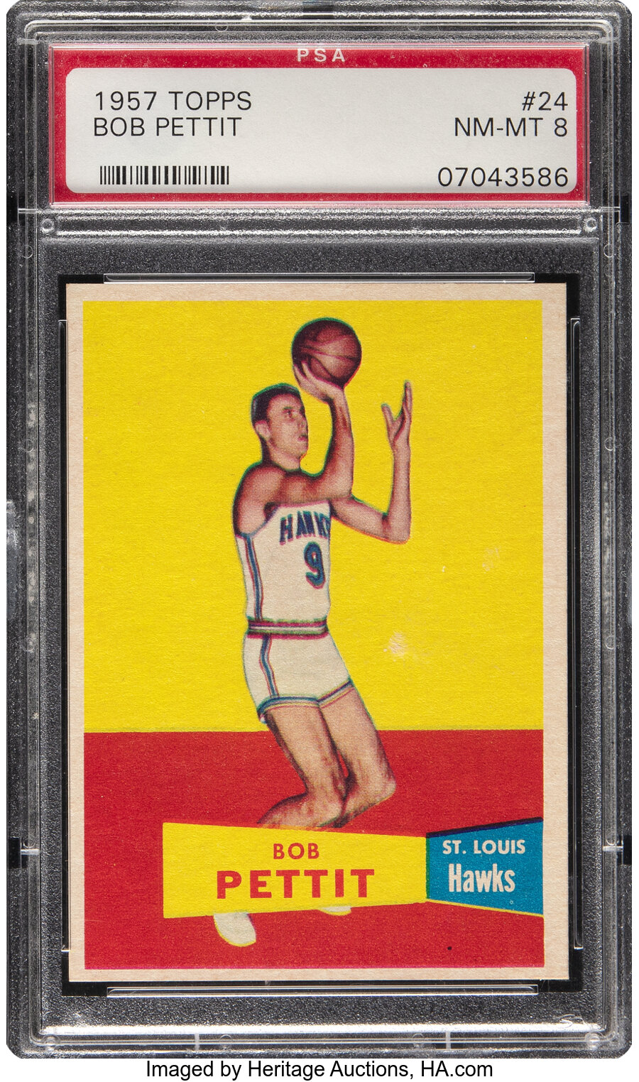 1957 Topps Bob Pettit Rookie #24 PSA NM-MT 8