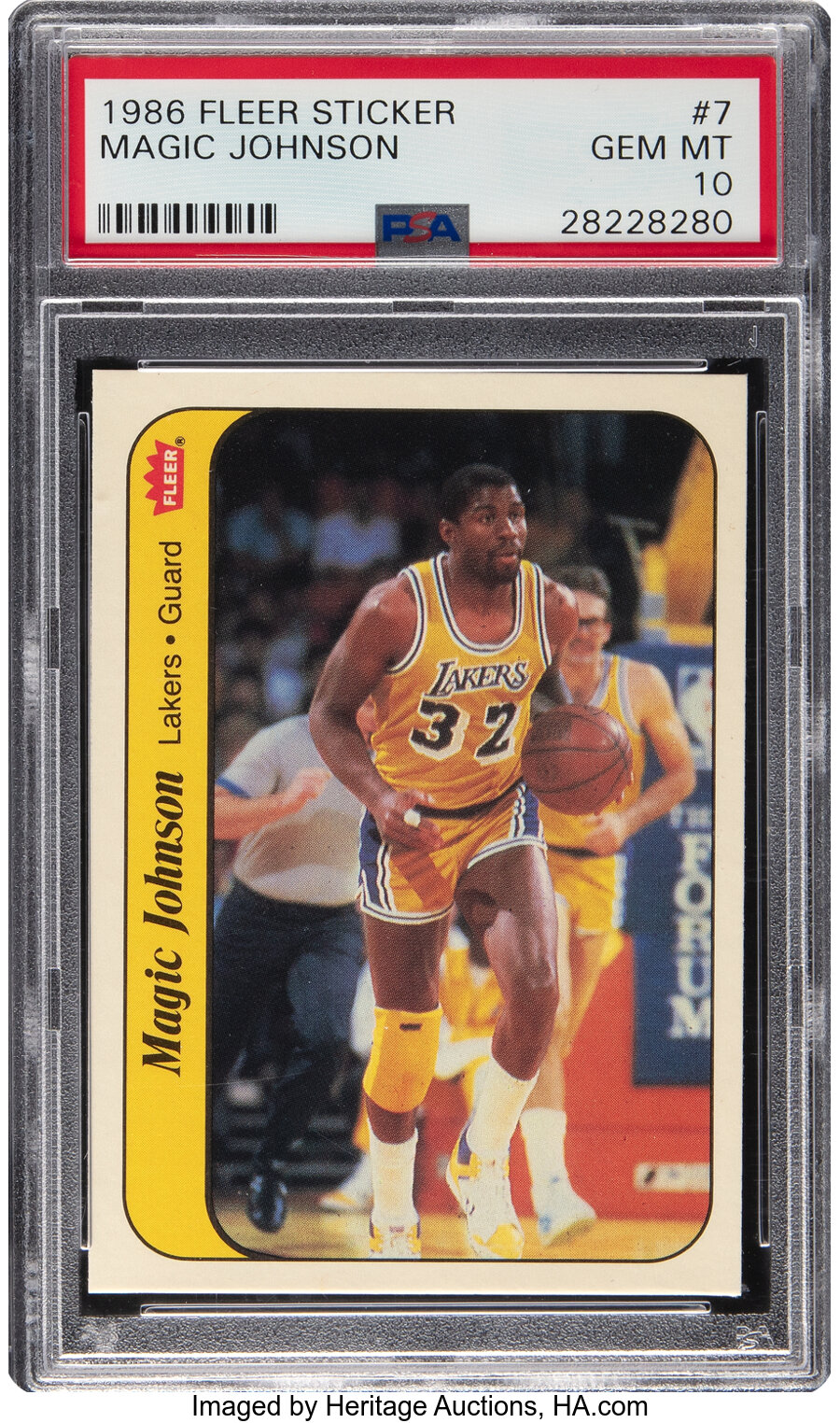 1986 Fleer Sticker Magic Johnson Rookie #7 PSA Gem Mint 10