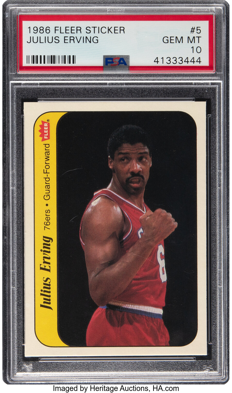 1986 Fleer Sticker Julius Erving #5 PSA Gem Mint 10