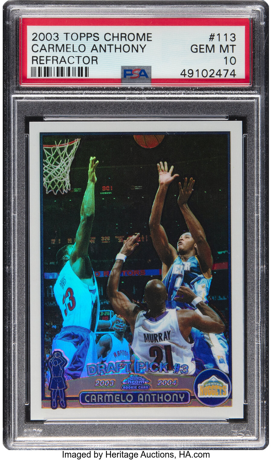 2003 Topps Chrome Carmelo Anthony Rookie #113 PSA Gem Mint 10