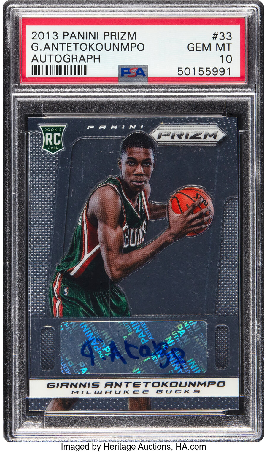 2013 Panini Prizm Giannis Antetokounmpo (Autograph) Rookie #33 PSA Gem Mint 10