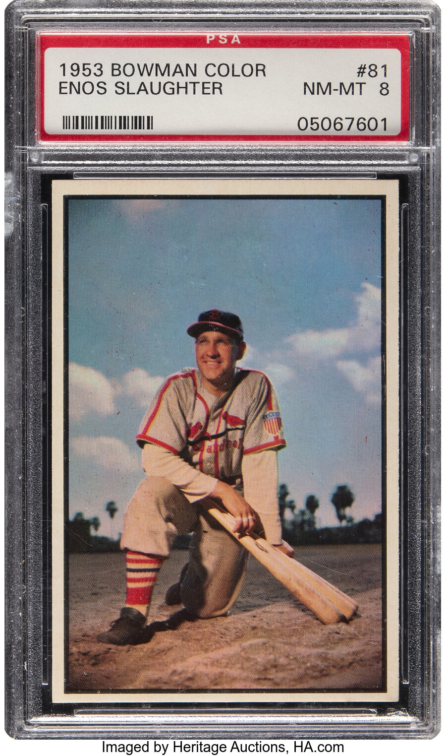 1953 Bowman Color Enos Slaughter #81 PSA NM-MT 8