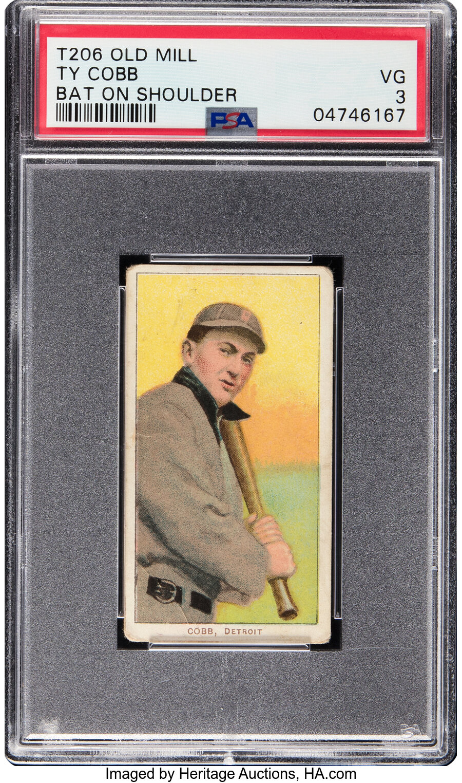 1909-11 T206 Old Mill Ty Cobb (Bat On Shoulder) PSA VG 3 - Only Six PSA-Graded Examples!