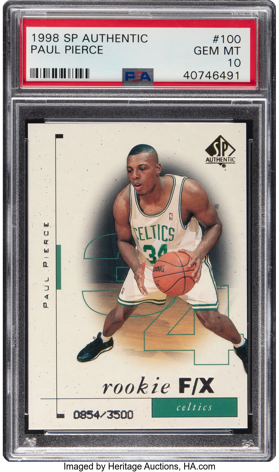 1998 Upper Deck SP Authentic Paul Pierce Rookie #100 PSA Gem Mint 10 - #'d 0854/3500