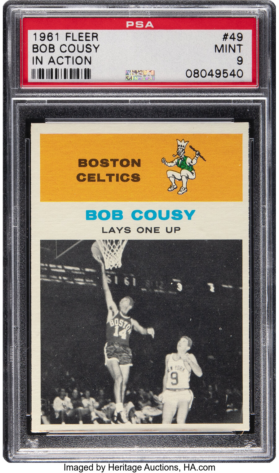 1961 Fleer Bob Cousy (In Action) #49 PSA Mint 9 - Two Higher!