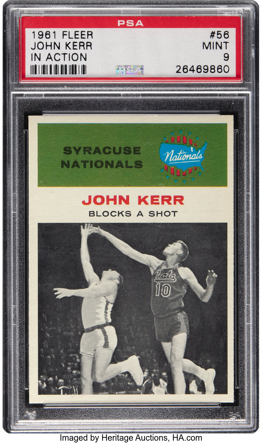 1961 Fleer John Kerr (In Action) #56 PSA Mint 9 - Only One Higher!