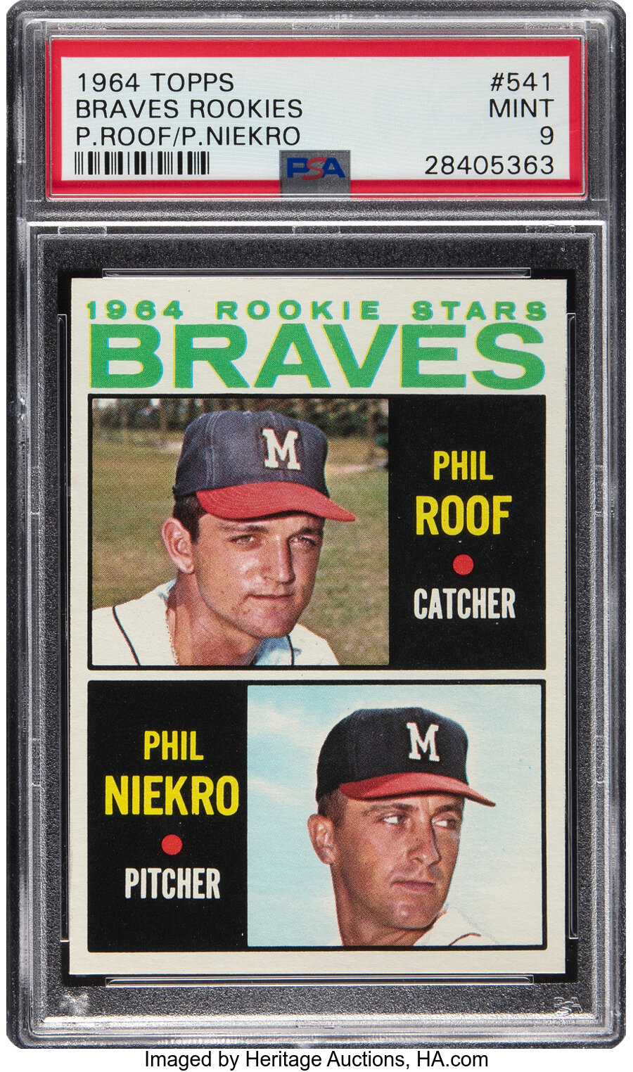 1964 Topps Braves Rookie Stars (Phil Roof, Phil Niekro) #541 PSA Mint 9