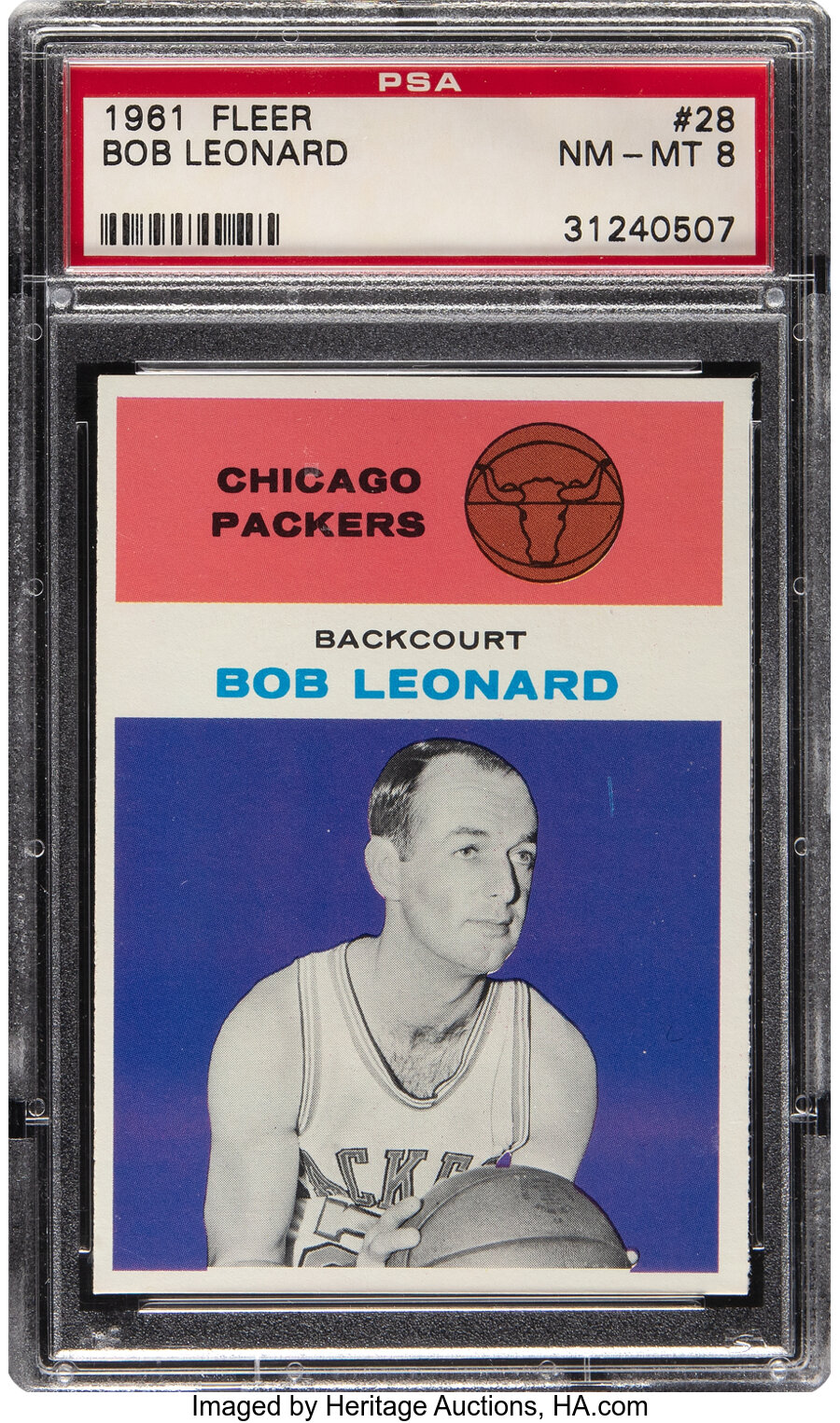 1961 Fleer Bob Leonard #28 PSA NM-MT 8