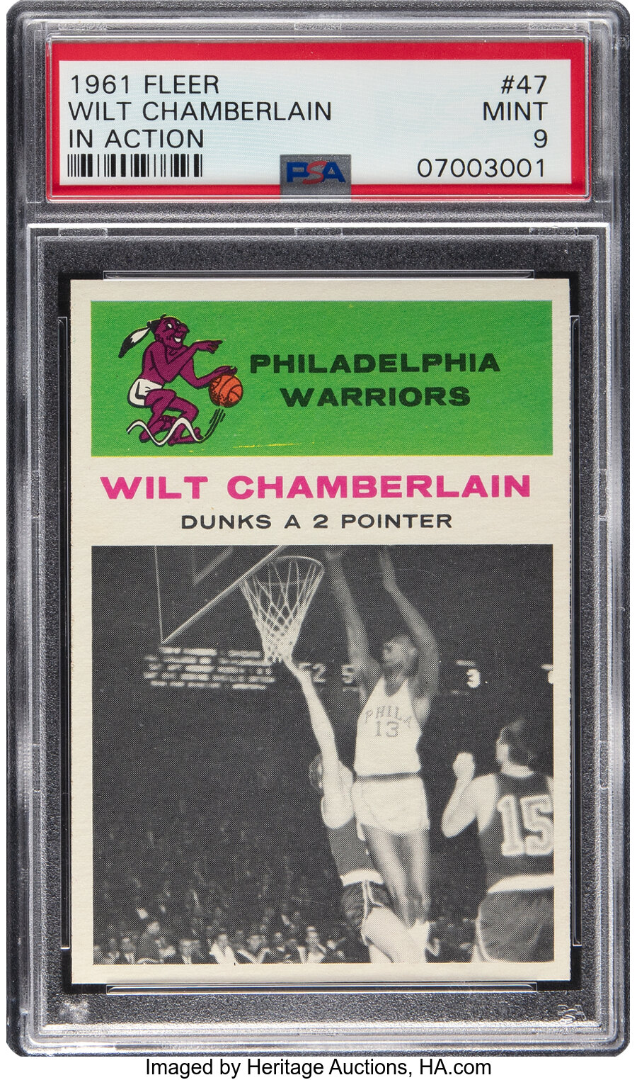 1961 Fleer Wilt Chamberlain (In Action) #47 PSA Mint 9 - Two Higher!