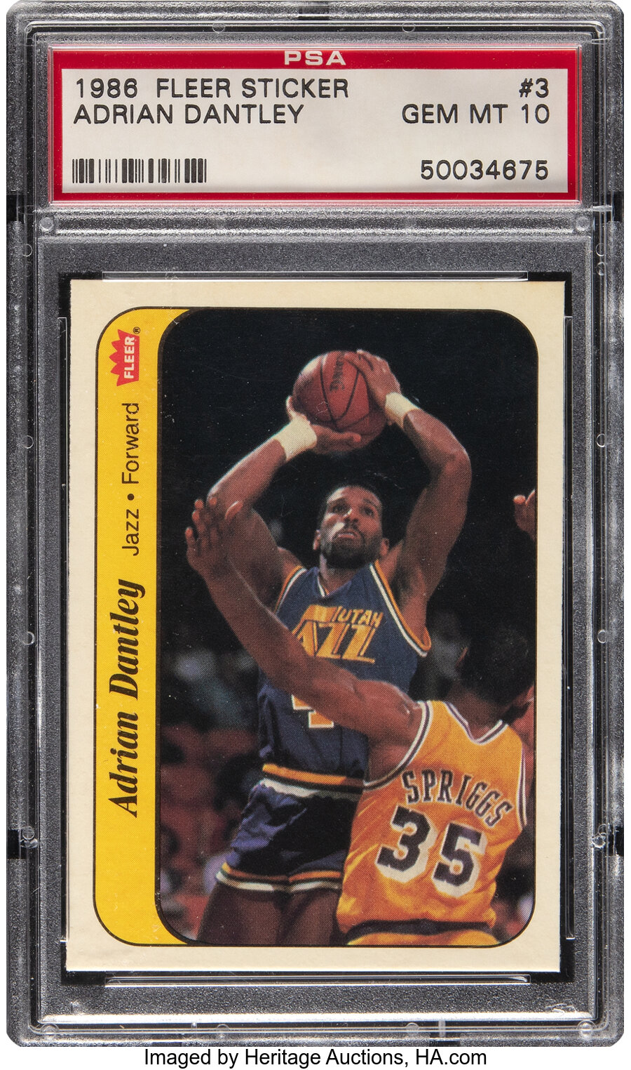 1986 Fleer Sticker Adrian Dantley #3 PSA Gem Mint 10