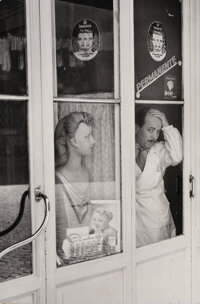 Henri Cartier-Bresson (French, 1908-2004) Barber, Rome, 1951 Gelatin silver exhibition print, flush-mounted on board, pr...