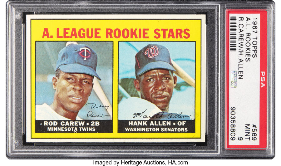 1967 Topps Rod Carew - A.L. Rookie Stars #569 PSA Mint 9