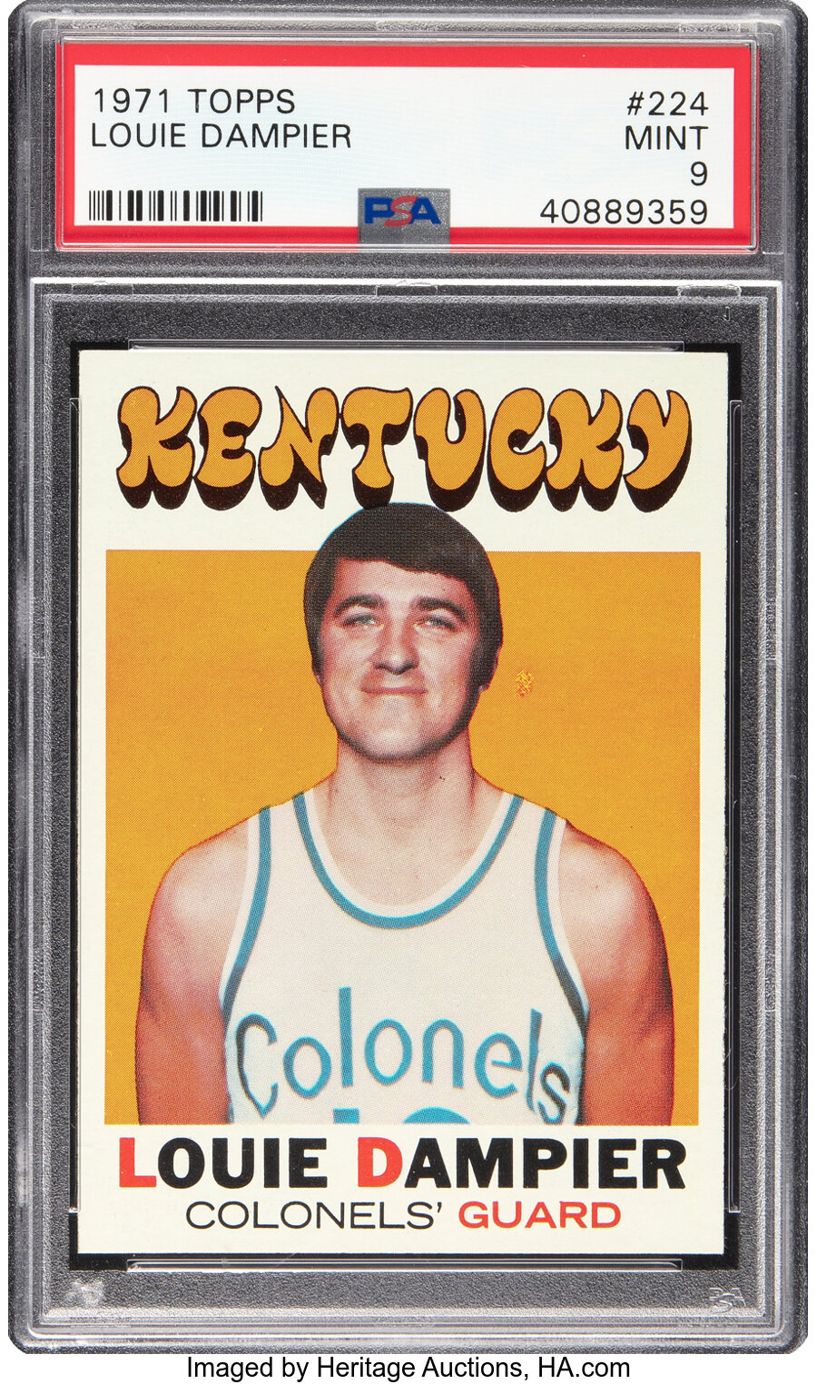 1971 Topps Louie Dampier Rookie #224 PSA Mint 9 - Two Higher!