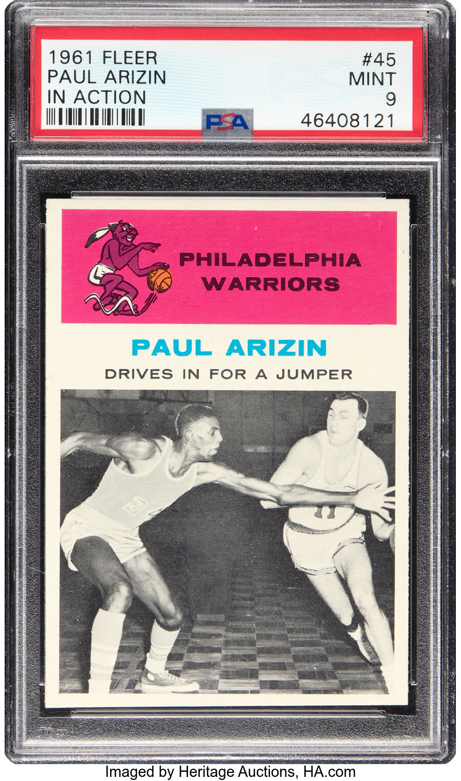 1961 Fleer Paul Arizin (In Action) #45 PSA Mint 9 - Only One Higher!