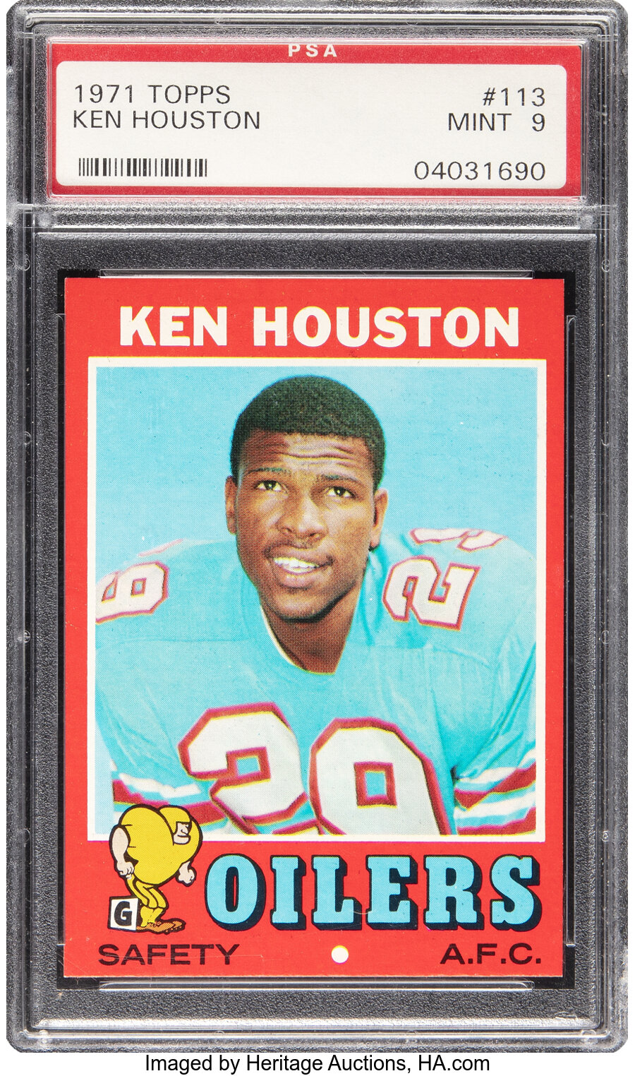 1971 Topps Ken Houston Rookie #113 PSA Mint 9 - Two Higher!