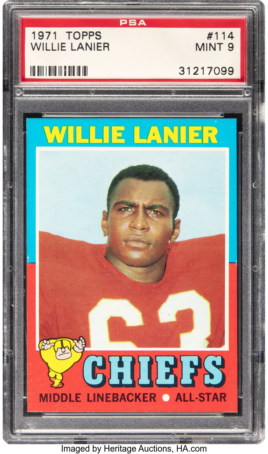 1971 Topps Willie Lanier Rookie #114 PSA Mint 9 - None Higher!