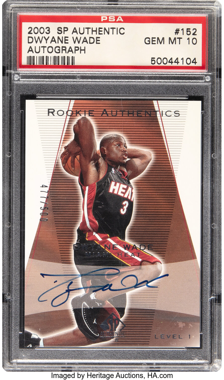 2003 Upper Deck SP Authentic Dwyane Wade (Autograph) Rookie #152 PSA Gem Mint 10 - #'d 477/500