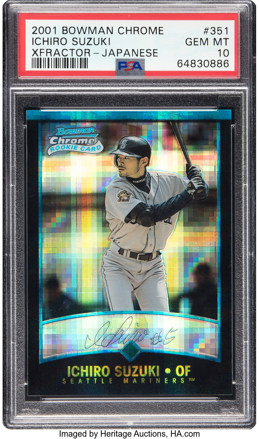 2001 Bowman Chrome Ichiro Suzuki (XFractor-Japanese) Rookie #351 PSA Gem Mint 10