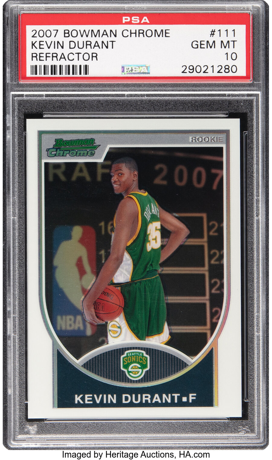 2007 Topps Bowman Chrome Kevin Durant (Refractor) Rookie #111 PSA Gem Mint 10 - #'d 062/299